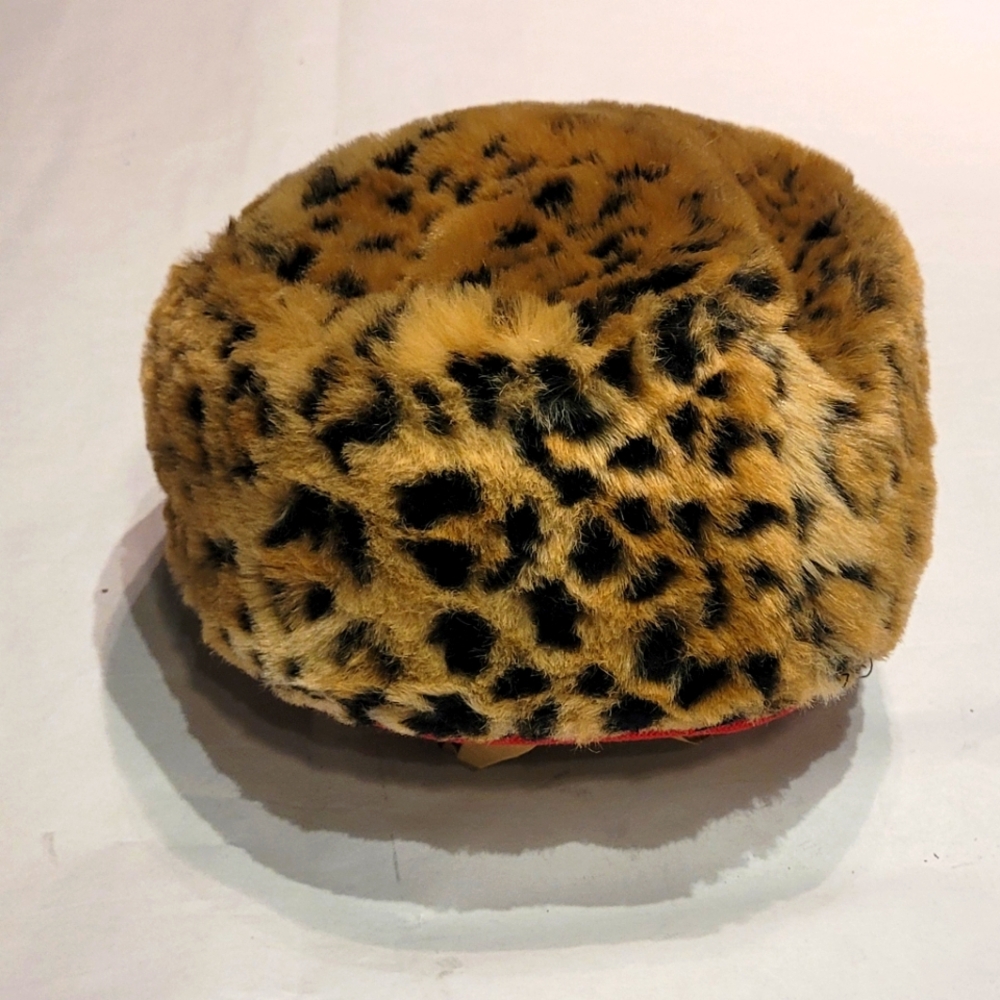 Vintage Cotton Country leopard faux fur hat